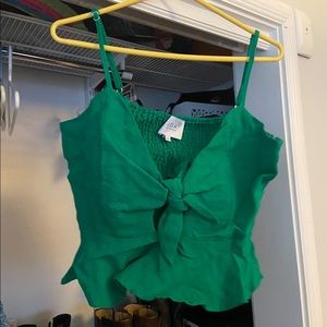 Green tied tank top